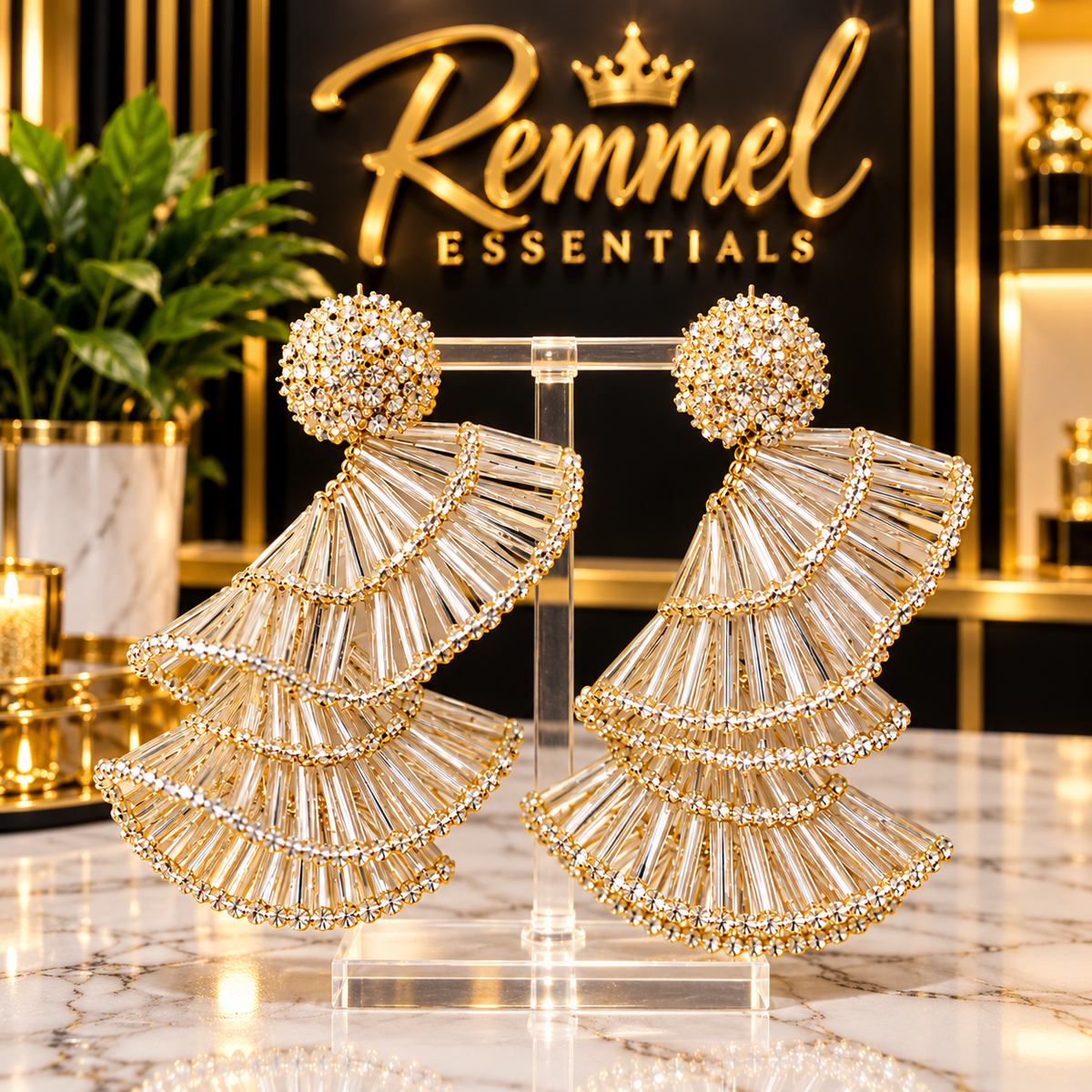 Crystal Cascade Statement Earring