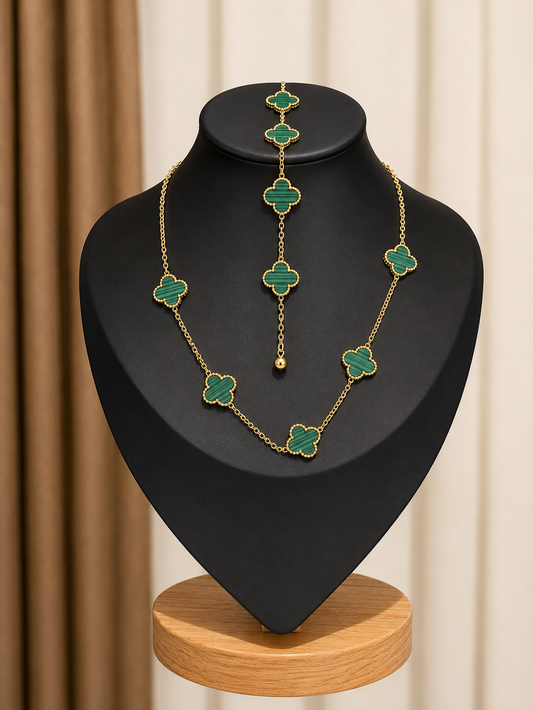 3 Leaf Clover set ( necklace& bracelet)