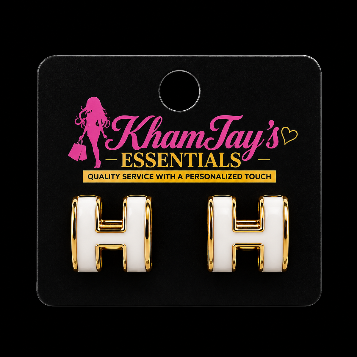 Ivory H Stud Earring