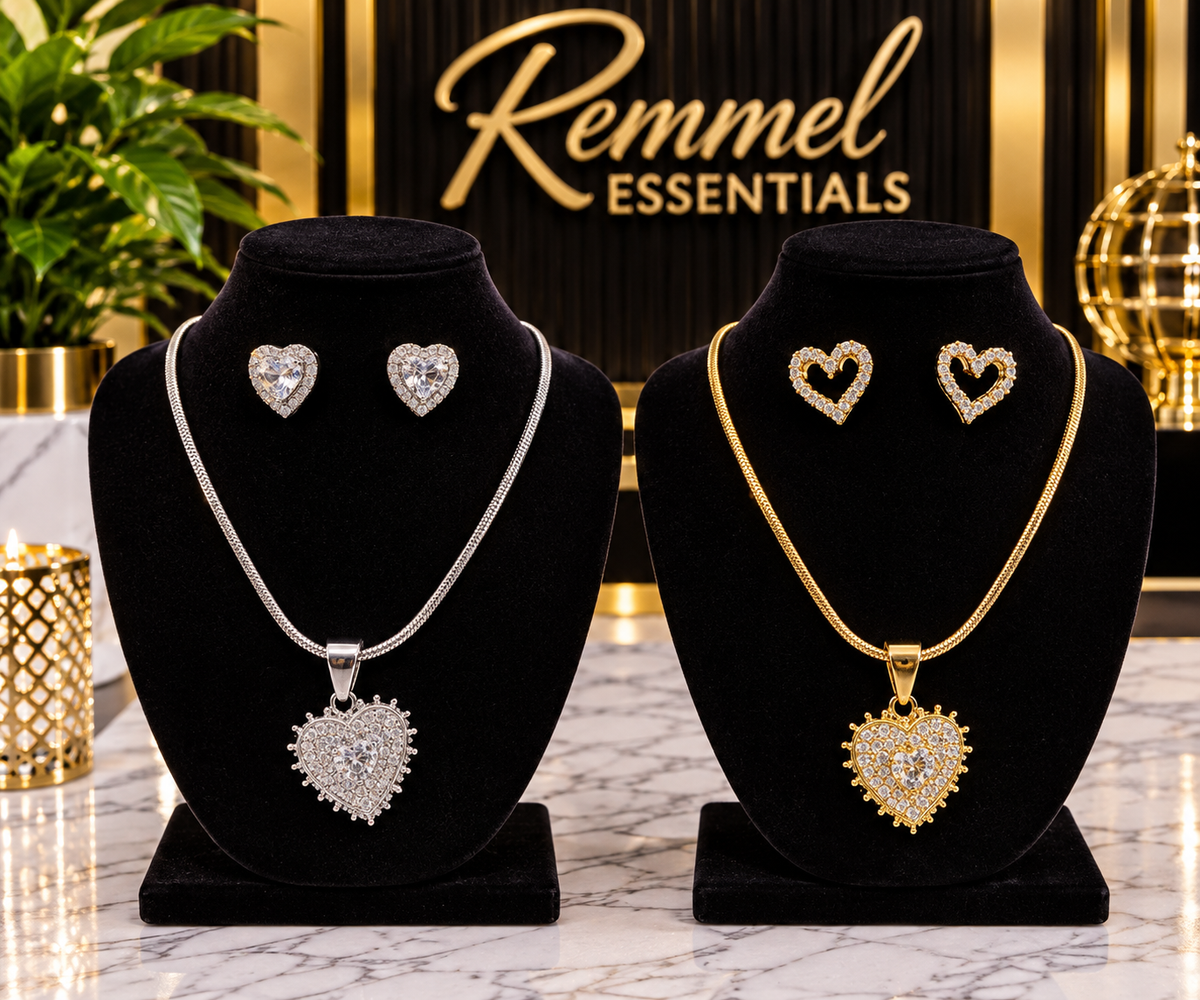 Heart & Moon Necklace Set