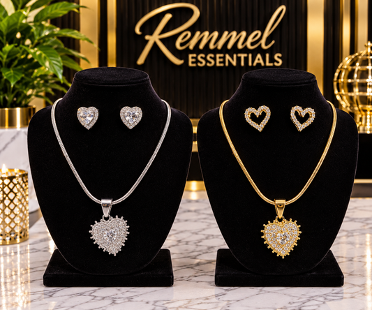 Heart & Moon Necklace Set